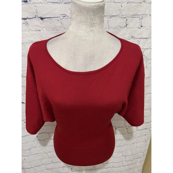 Ann Taylor Loft Red Wool Blend Sweater Top Blouse Short Sleeve Size XS - Picture 2 of 6